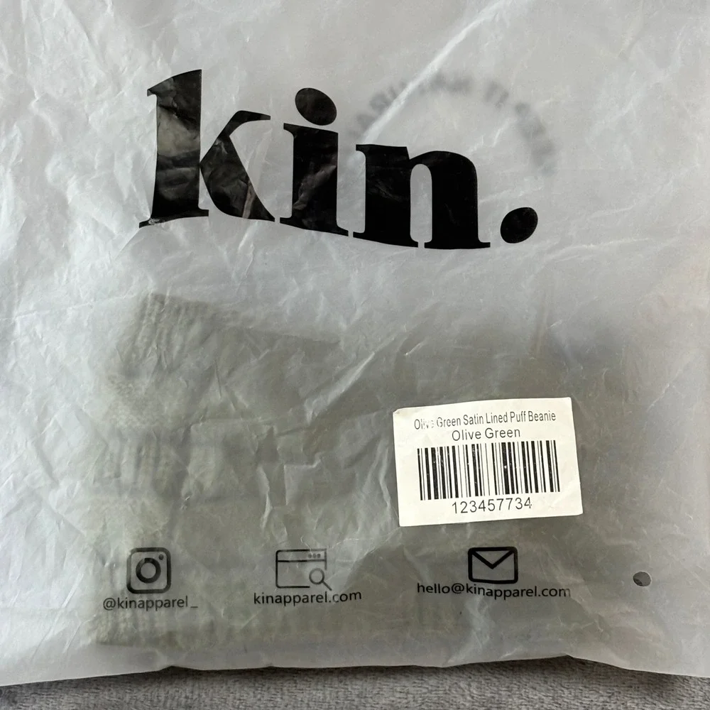 Kin Apparel Olive Green Satin Lined Ribbed Knit Headband Ear Warmer Hair Care